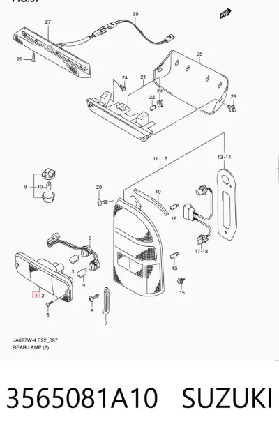 Luz trasera de parachoques derecha SUZUKI 3565081A10