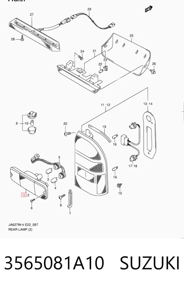 Luz trasera de parachoques derecha 3565081A10 Suzuki