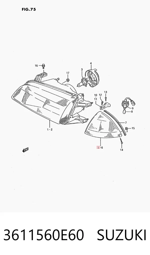 Luz de posición delantera derecha 3611560E60 Suzuki