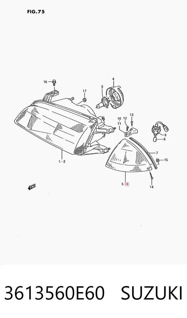 Luz de posición delantera izquierda 3613560E60 Suzuki