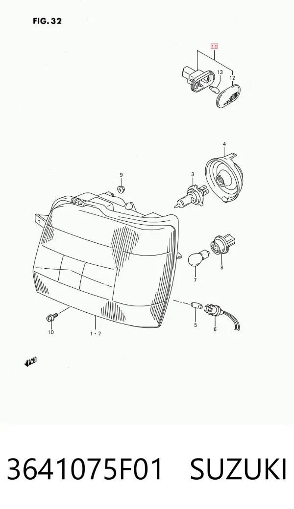 Luz intermitente de guardabarros 3641075F01 Suzuki