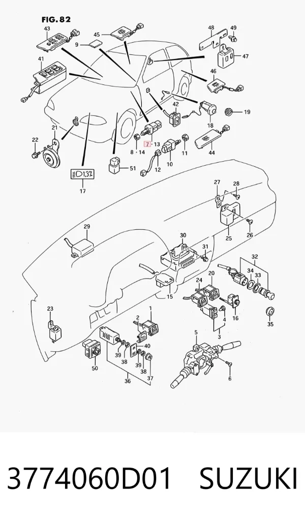 Interruptor de luz de freno 3774060D01 Suzuki
