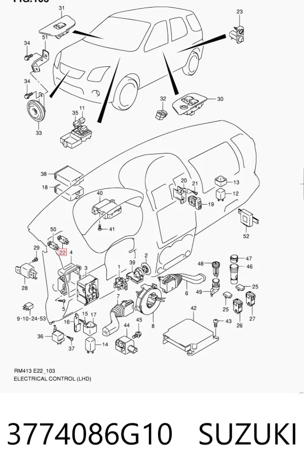 Interruptor de luz de freno 3774086G10 Suzuki