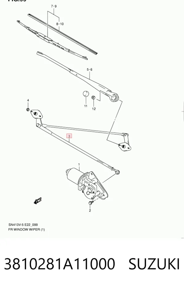 Varilla de limpiaparabrisas 3810281A11000 Suzuki