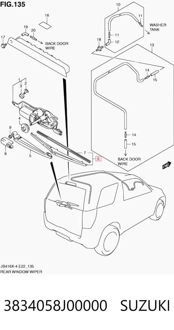 Limpiaparabrisas traseros 3834058J00000 Suzuki