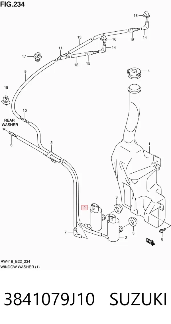 Bomba-motor de limpiaparabrisas delantero/trasero 3841079J10 Suzuki
