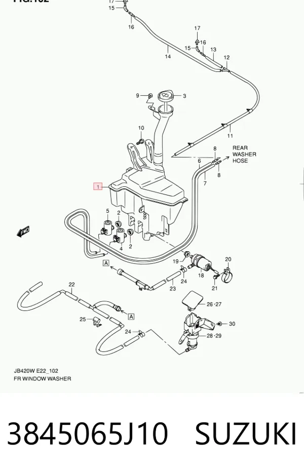 Depósito de limpiaparabrisas 3845065J10 Suzuki