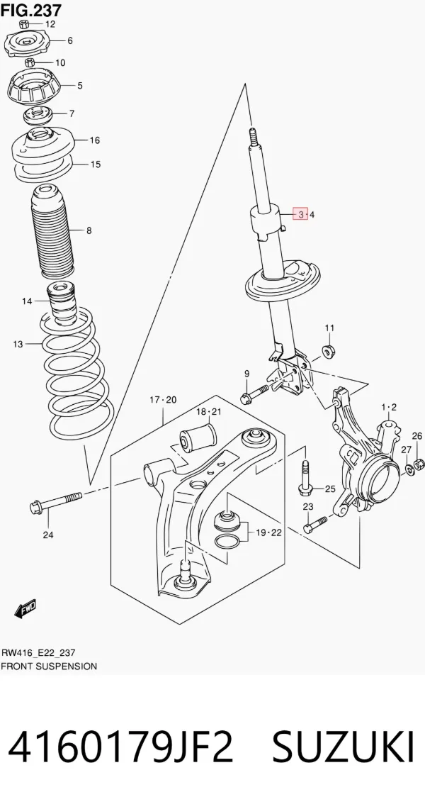 Amortiguador delantero derecho 4160179JF2 Fiat/Alfa/Lancia
