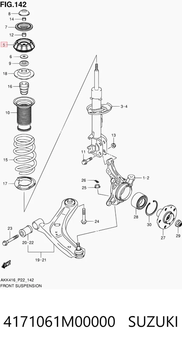 Soporte del amortiguador delantero 4171061M00000 Suzuki