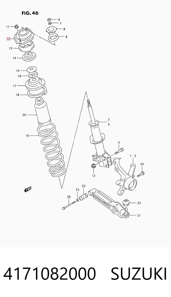 Copa de soporte del muelle delantero 4171082000 Suzuki