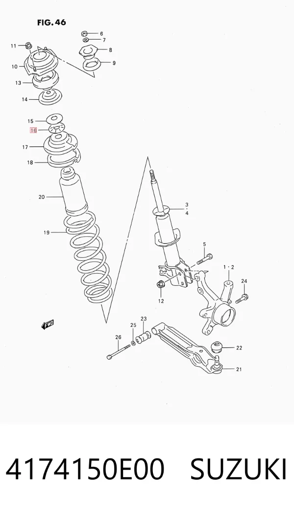 Rodamiento de soporte del amortiguador delantero 4174150E00 Suzuki
