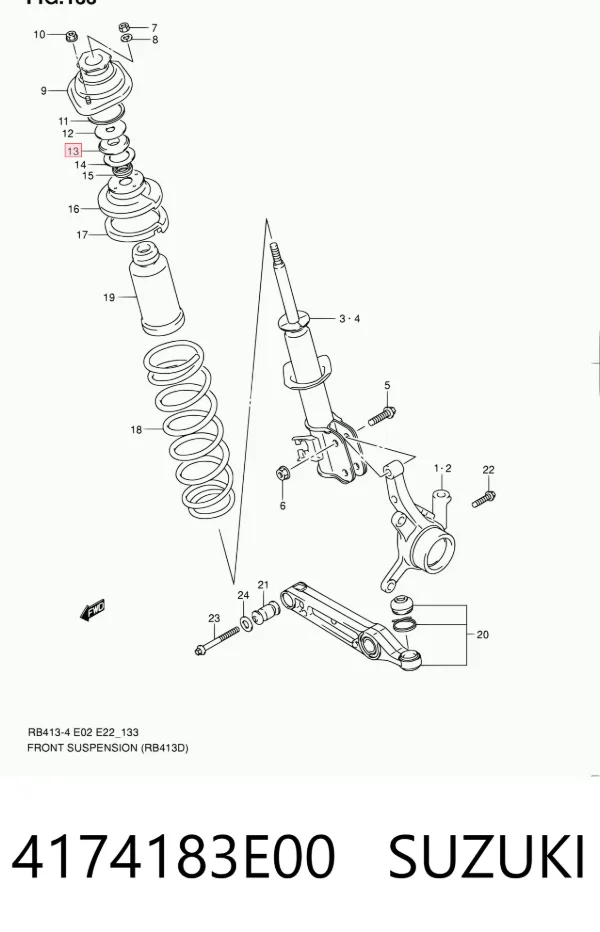 Rodamiento de soporte del amortiguador delantero 4174183E00 Suzuki