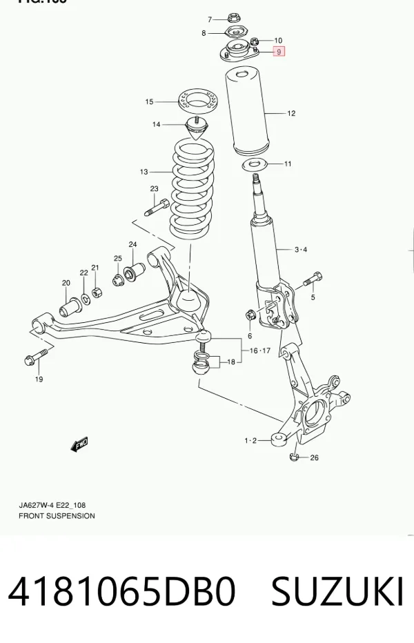 Soporte del amortiguador delantero 4181065DB0 Suzuki