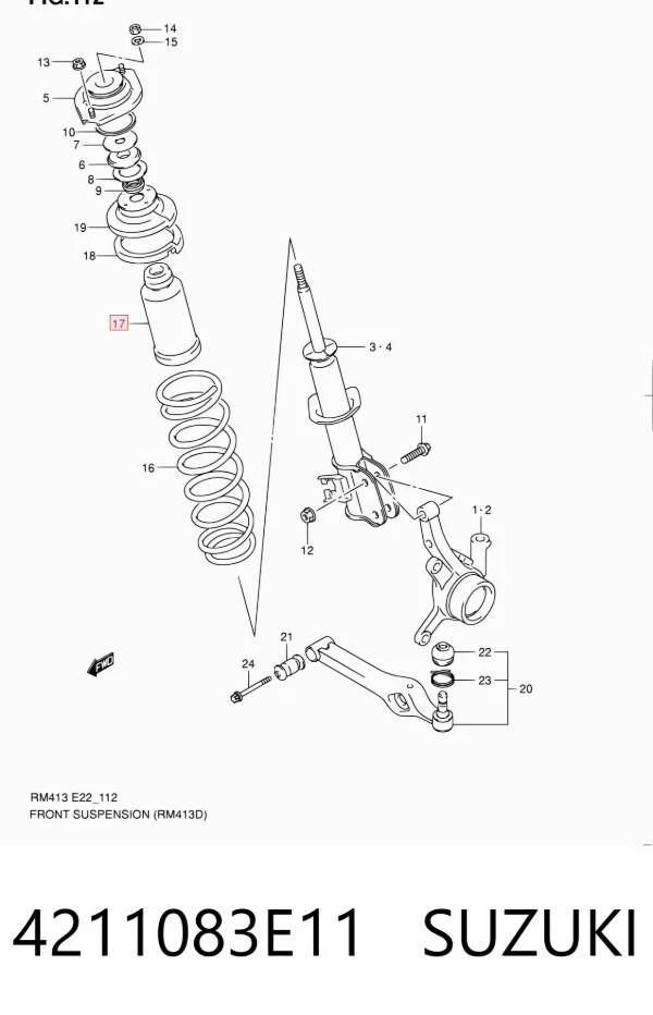 Tope de amortiguador delantero con guardapolvo 4211083E11 Suzuki