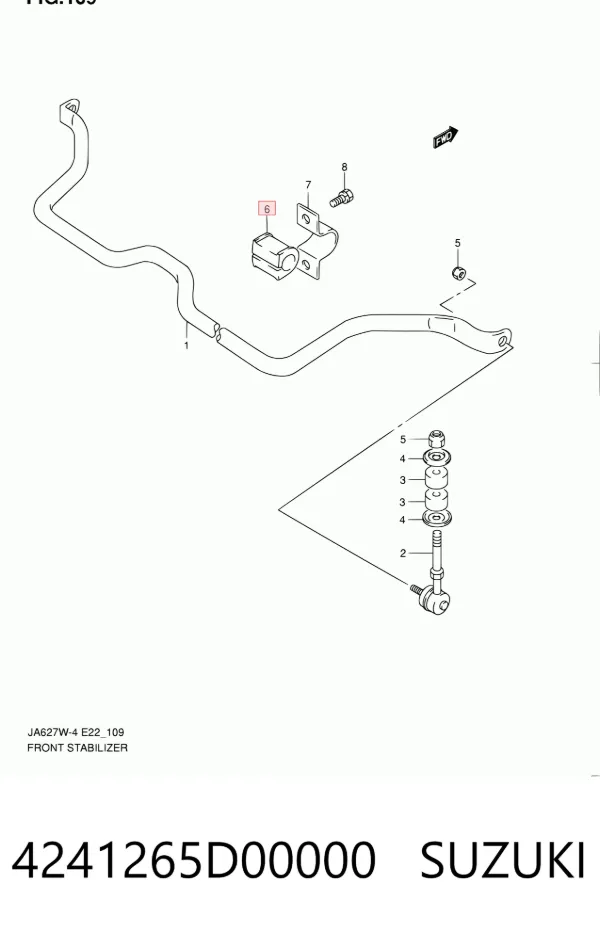 Buje de barra estabilizadora delantera 4241265D00000 Suzuki