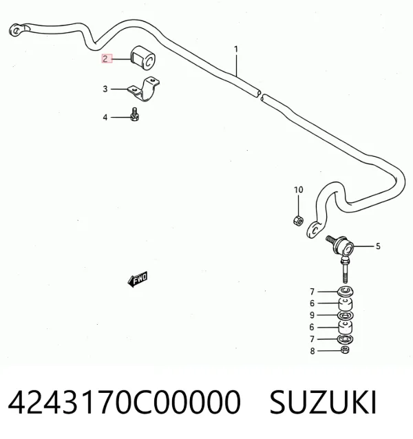 Buje de barra estabilizadora delantera 4243170C00000 Suzuki