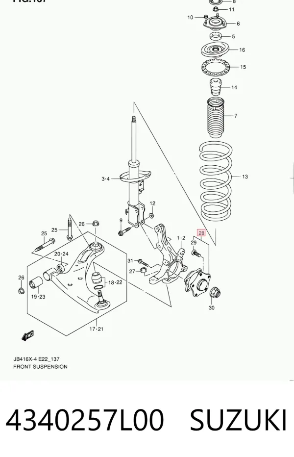 Buje de rueda delantero 4340257L00 Suzuki
