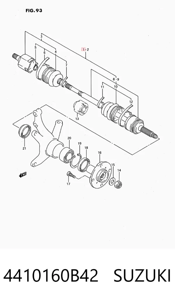 Junta homocinética exterior trasera 4410160B42 Suzuki