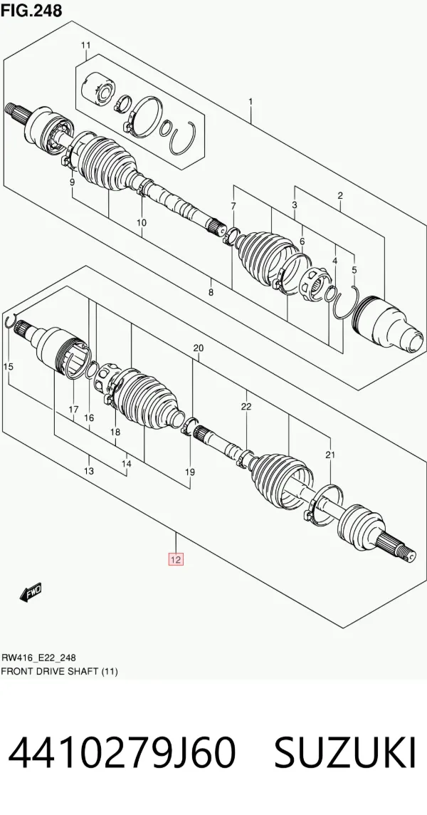 Semieje delantero izquierdo 4410279J60 Suzuki
