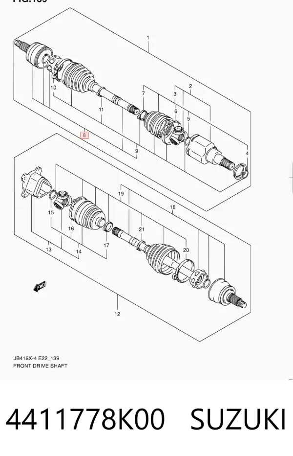 Semieje delantero derecho 4411778K00 Suzuki