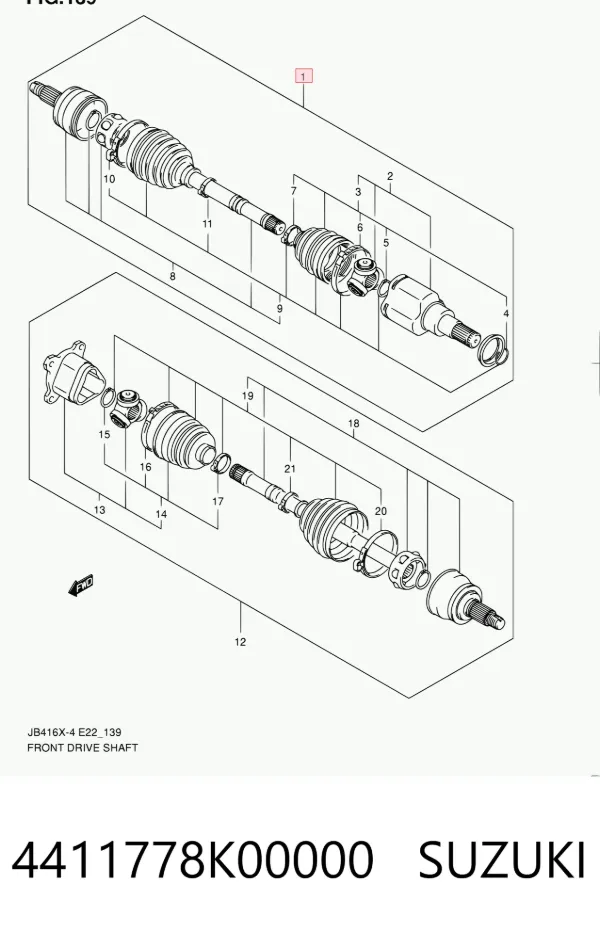 Semieje delantero derecho 4411778K00000 Suzuki