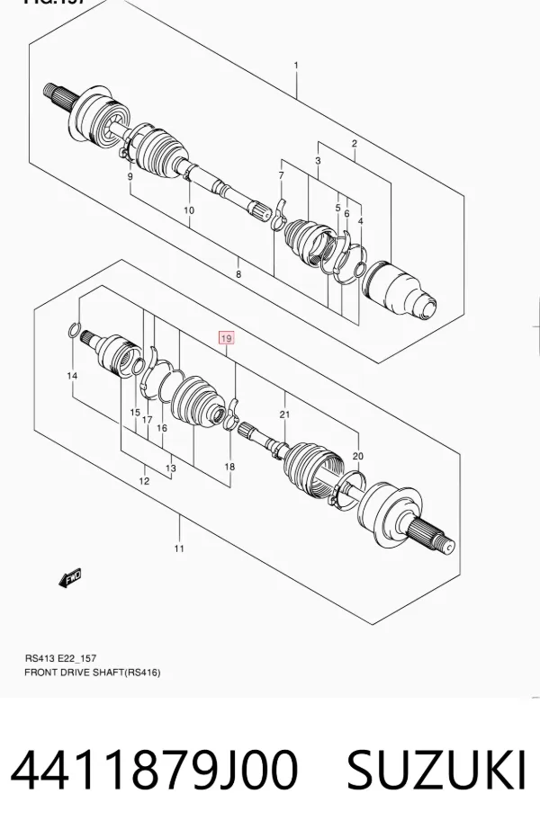 Fuelle exterior derecho de junta homocinética 4411879J00 Suzuki