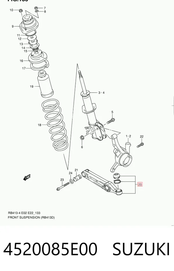 Brazo inferior izquierdo/derecho de suspensión delantera 4520085E00 Suzuki