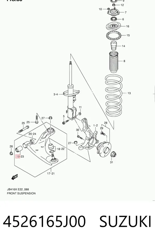 Silentblock del brazo de suspensión 4526165J00 Suzuki