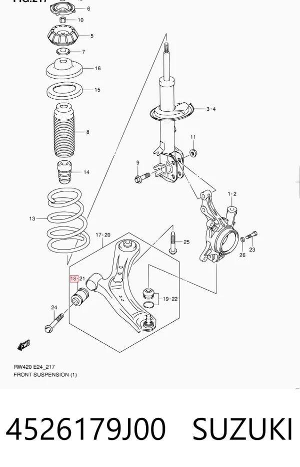 Silentblock del brazo de suspensión 4526179J00 Suzuki