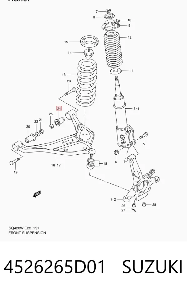 Silentblock del brazo de suspensión 4526265D01 Suzuki