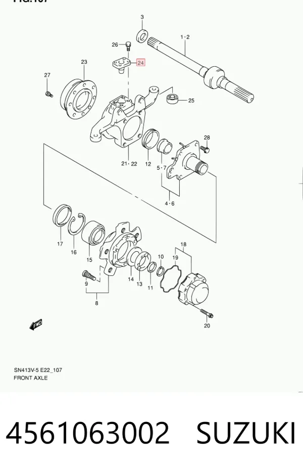 Pivote del muñón de dirección 4561063002 Suzuki