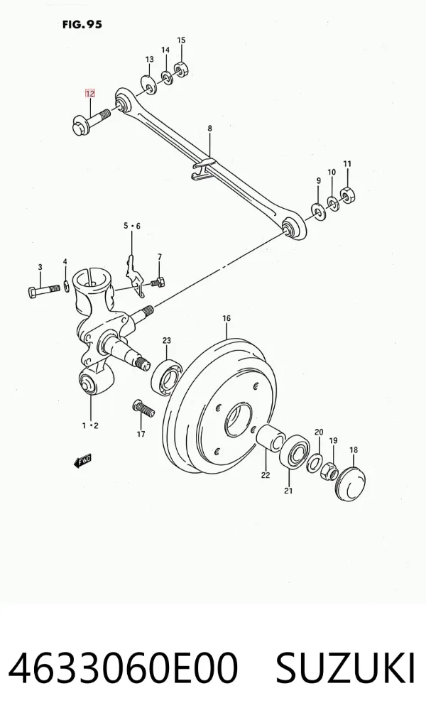 Perno interior del brazo de caída trasero 4633060E00 Suzuki