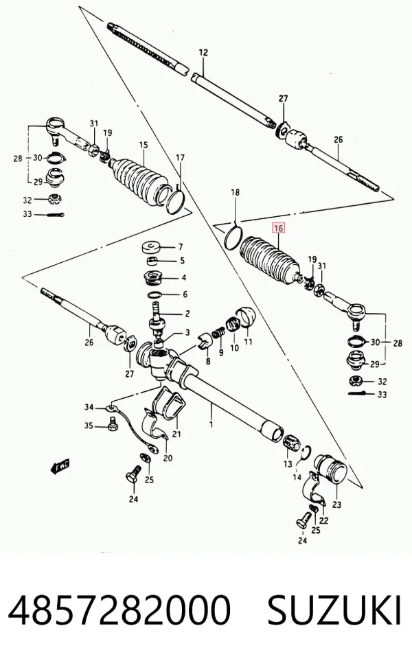 Guardapolvo de dirección derecho (cremallera) 4857282000 Suzuki