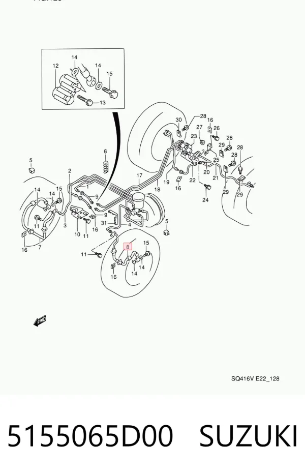 Latiguillos de freno delantero izquierdo 5155065D00 Suzuki