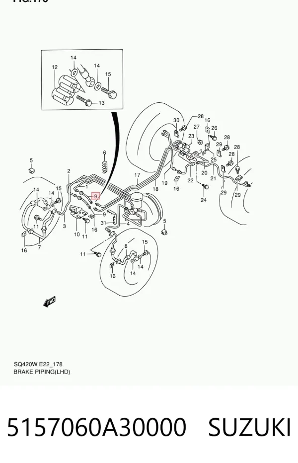 Latiguillos de freno delantero 5157060A30000 Suzuki