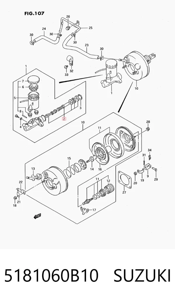 Kit de reparación cilindro de freno principal 5181060B10 Suzuki
