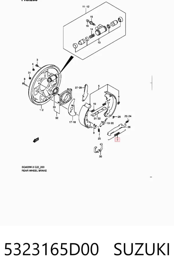 Kit de montaje de zapatas de freno traseras 5323165D00 Suzuki