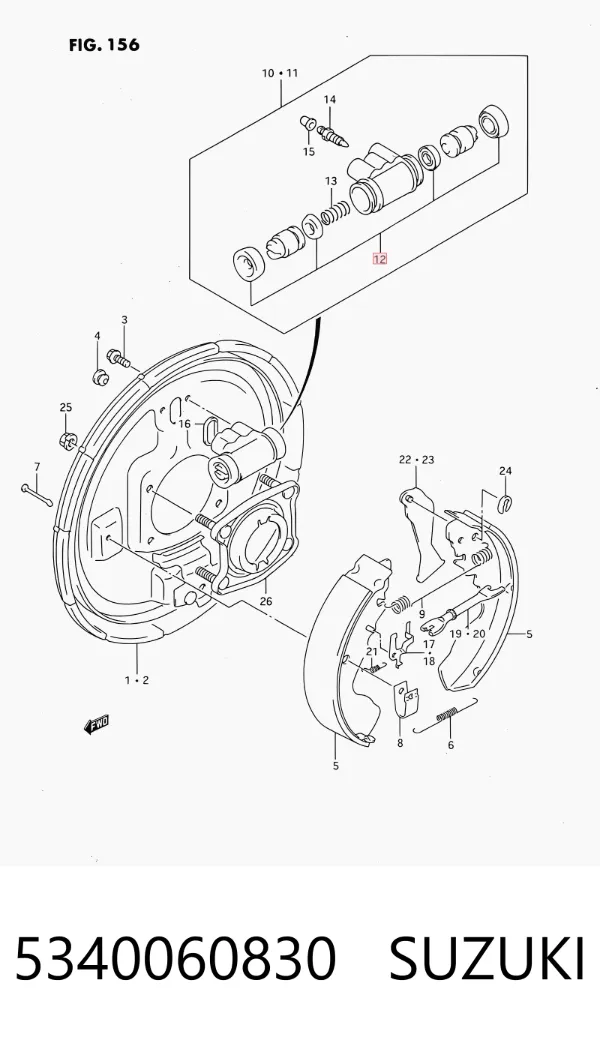 Juego de reparación de cilindro de freno trasero 5340060830 Suzuki