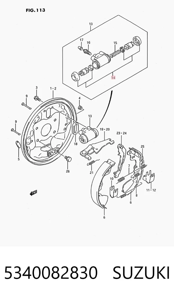 Juego de reparación de cilindro de freno trasero 5340082830 Suzuki