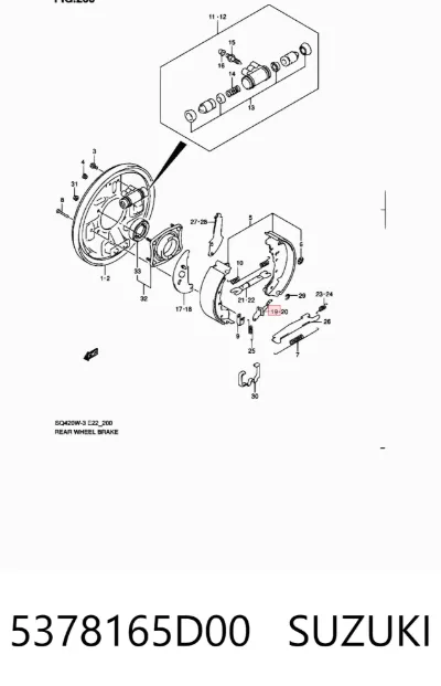 Muelle de las zapatas de freno traseras de tambor SUZUKI 5378165D00