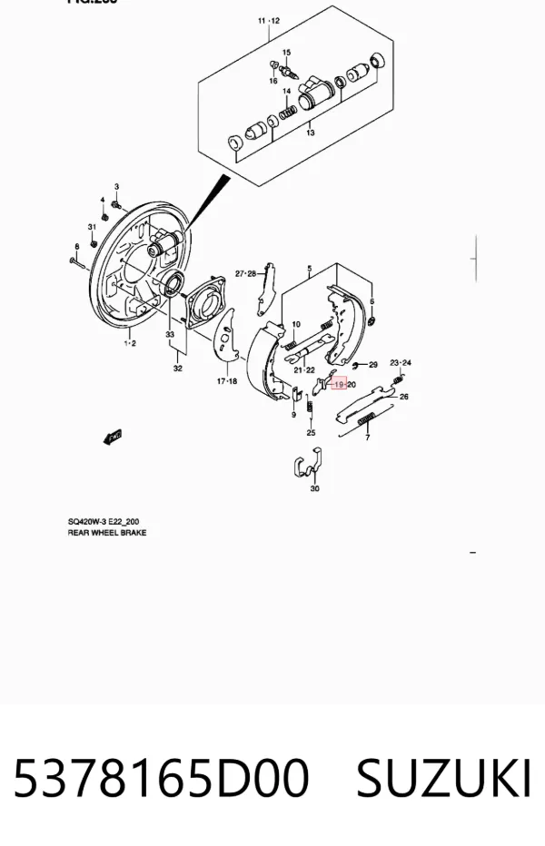 Muelle de las zapatas de freno traseras de tambor 5378165D00 Suzuki