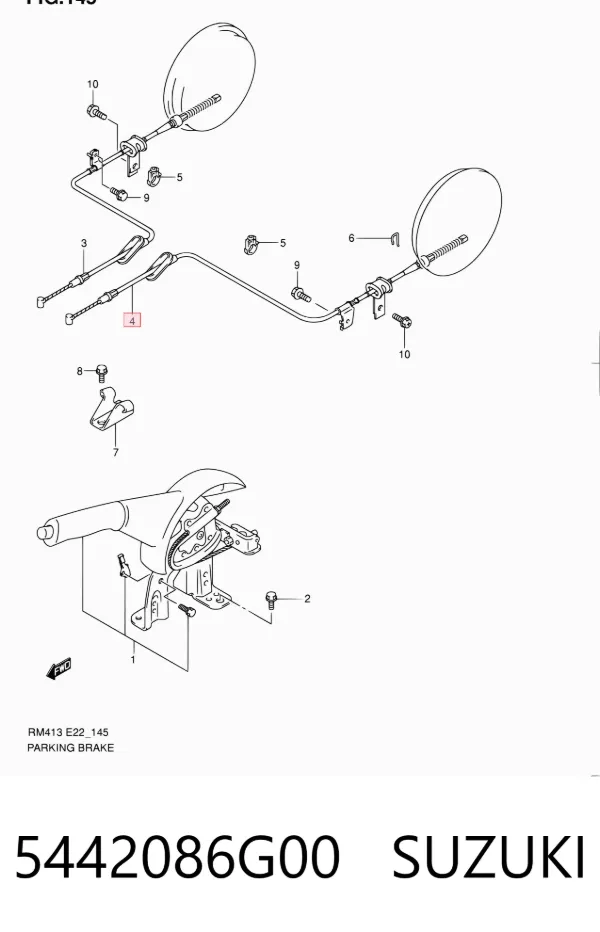Cable de freno de mano trasero izquierdo 5442086G00 Suzuki