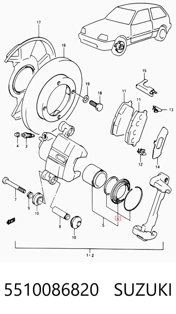 Kit de reparación de pinzas de freno 5510086820 Suzuki
