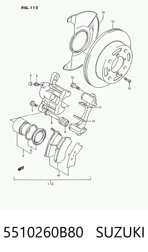 Pinza de freno delantera izquierda 5510260B80 Suzuki