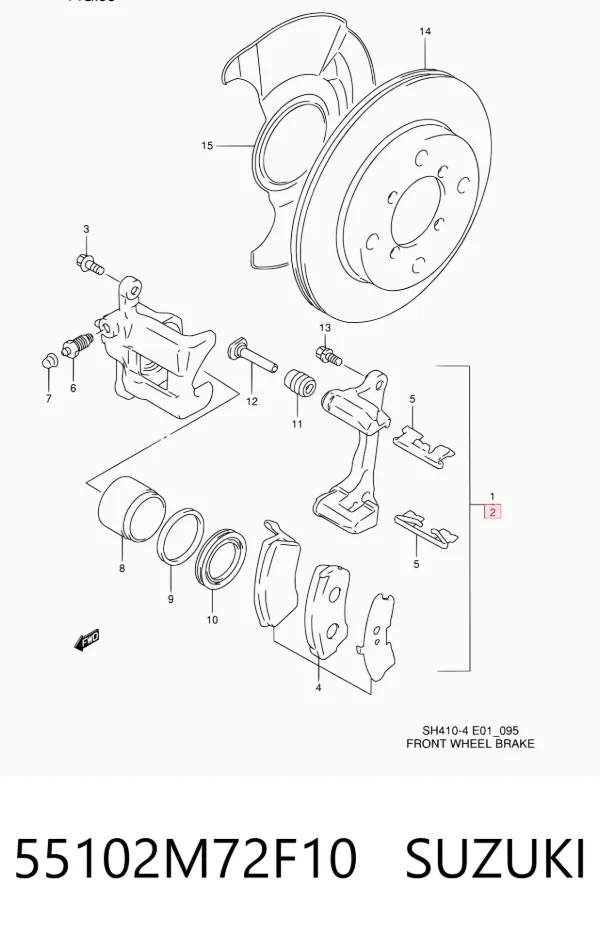 Pinza de freno delantera izquierda 55102M72F10 Suzuki