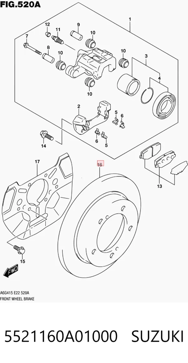 Disco de freno 5521160A01000 Suzuki
