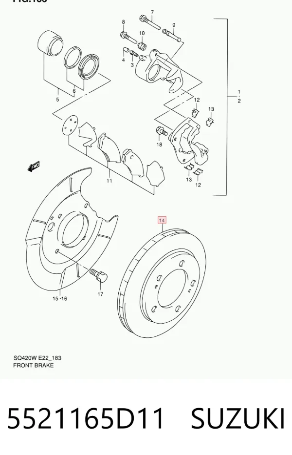 Disco de freno 5521165D11 Suzuki