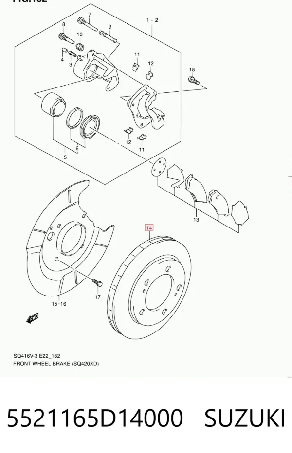 Disco de freno 5521165D14000 Suzuki