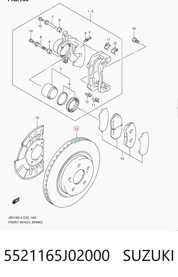 Disco de freno 5521165J02000 Suzuki