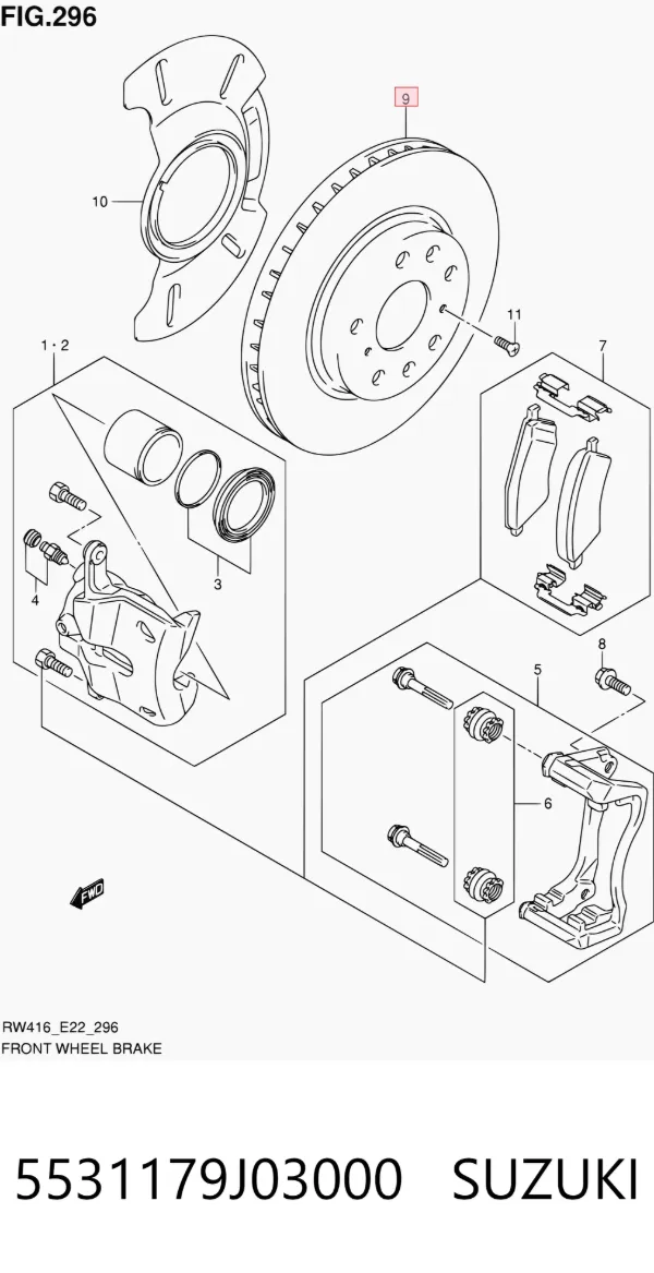 Disco de freno 5531179J03000 Suzuki